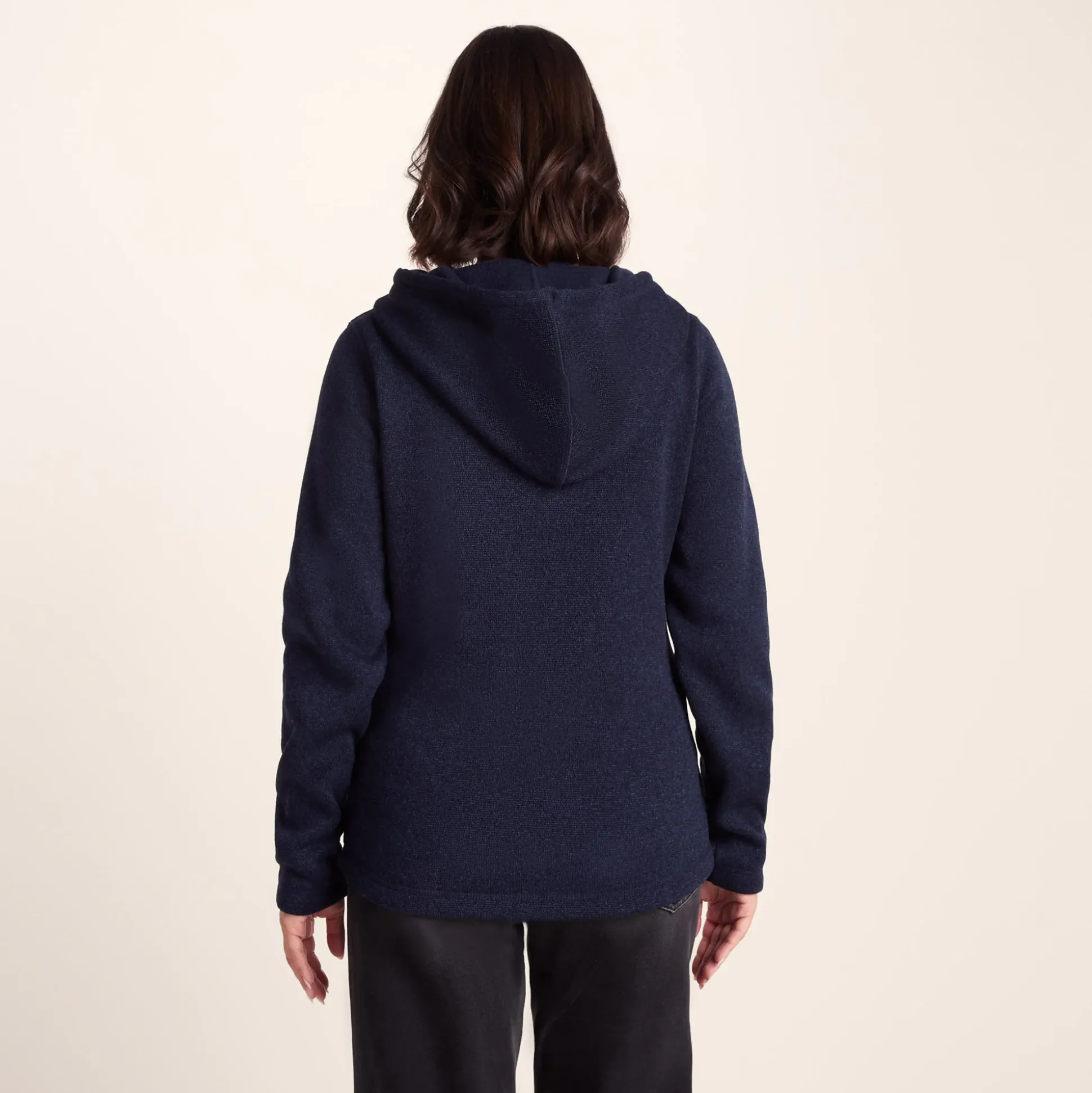 Acer Womens Oversized Supersoft Knitlook Fleece Hoody - Oxford Blue Marl