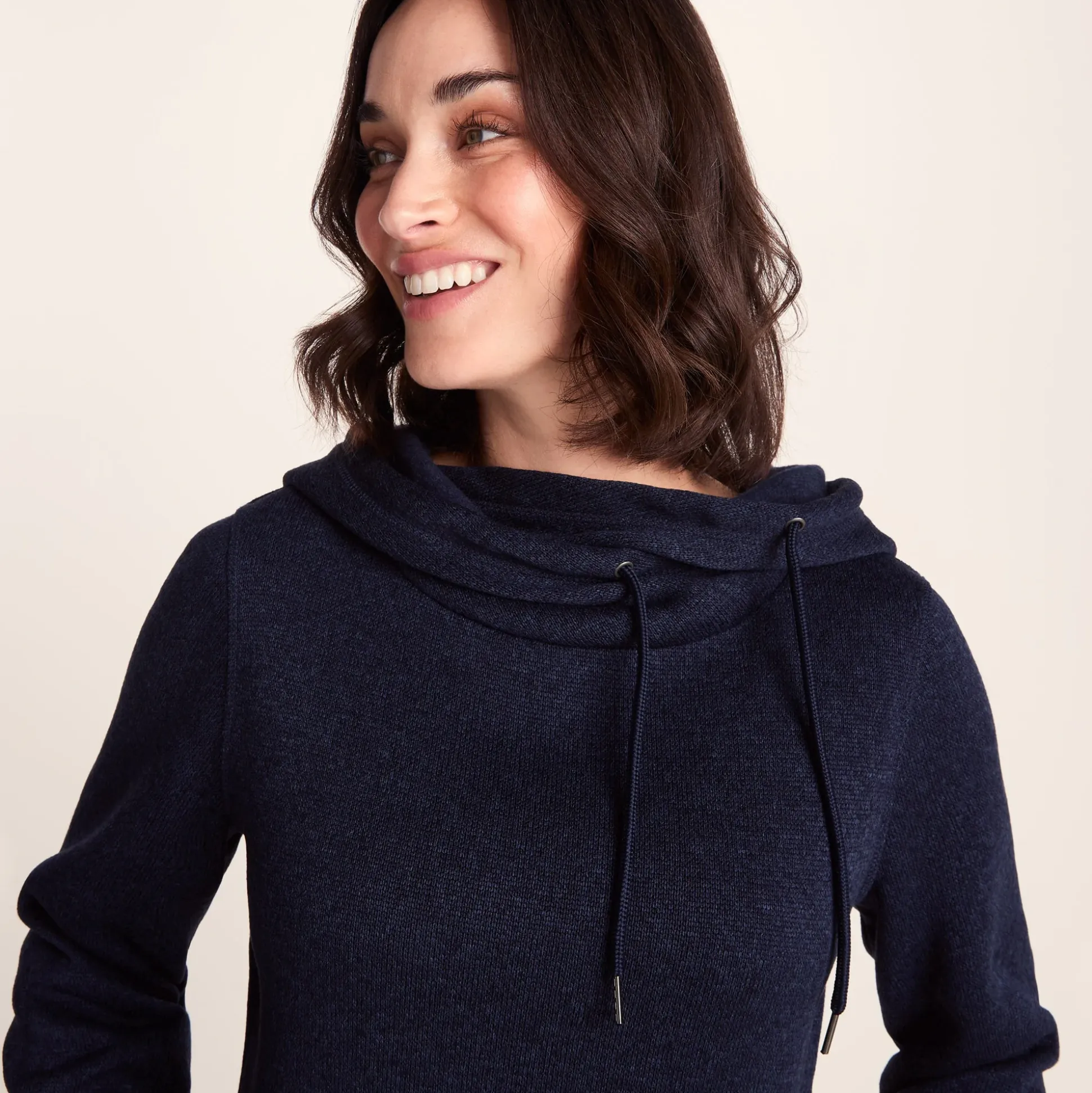 Acer Womens Oversized Supersoft Knitlook Fleece Hoody - Oxford Blue Marl