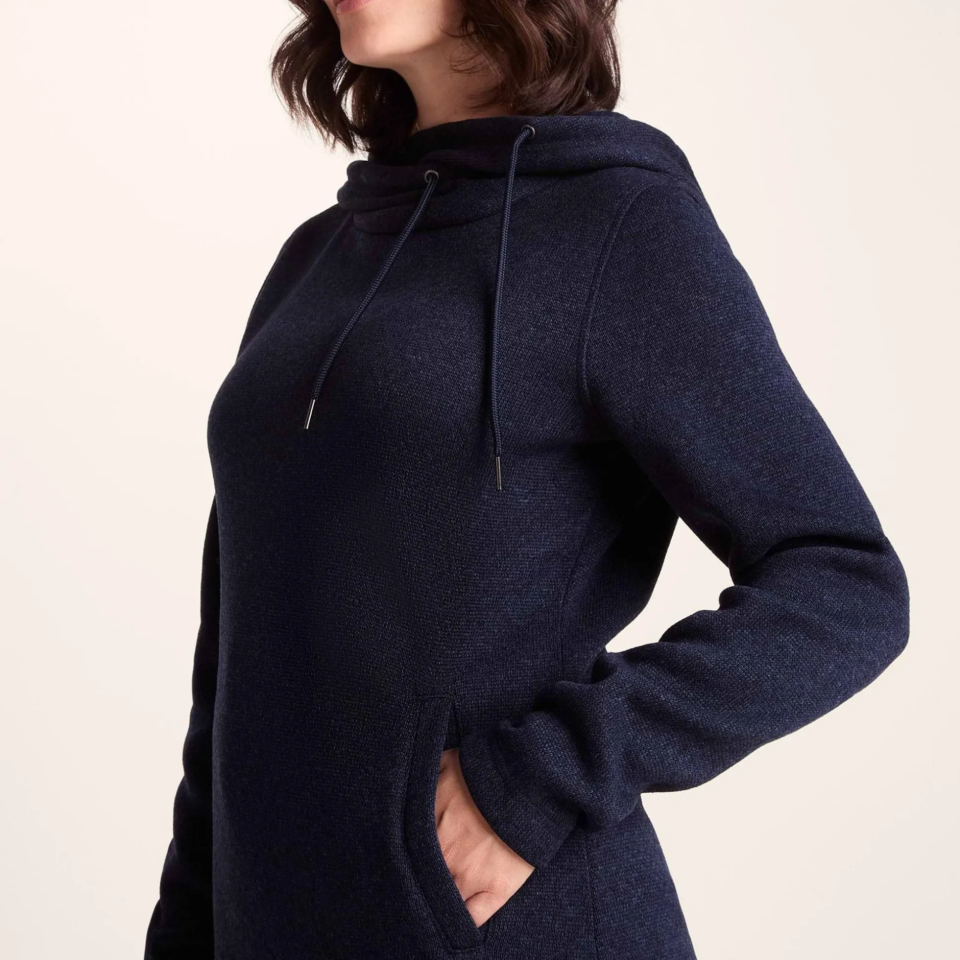 Acer Womens Oversized Supersoft Knitlook Fleece Hoody - Oxford Blue Marl