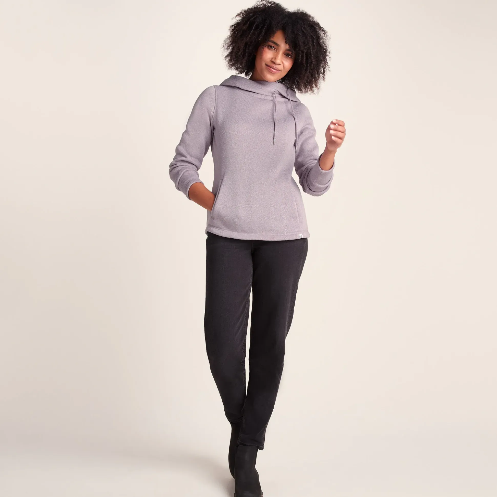 Acer Womens Oversized Supersoft Knitlook Fleece Hoody - Pale Lilac Marl