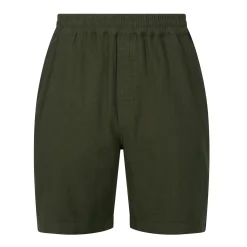Allento Mens Relaxed Fit Herringbone Fabric Shorts - Dark Olive Green