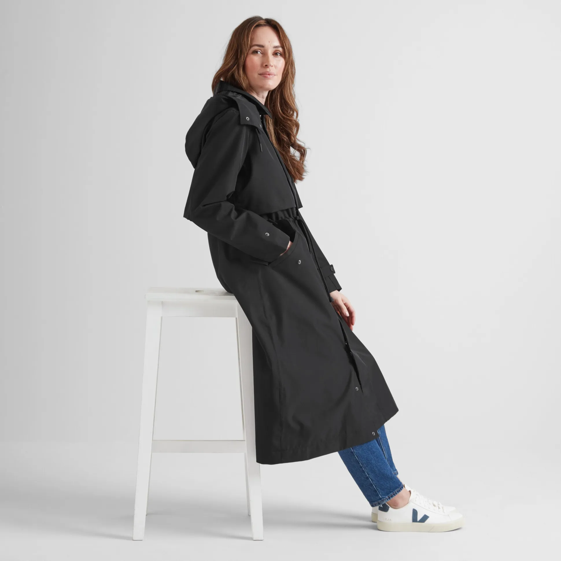Alva Womens Waterproof Trench Coat - Black
