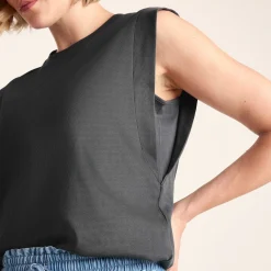 April Womens 100% Cotton Supersoft Boxy Fit Vest - Deep Slate