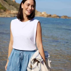 April Womens 100% Cotton Supersoft Boxy Fit Vest - Optic White