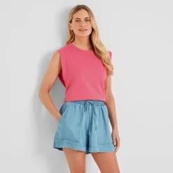 April Womens 100% Cotton Supersoft Boxy Fit Vest - Pink Flambe