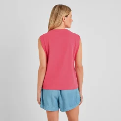 April Womens 100% Cotton Supersoft Boxy Fit Vest - Pink Flambe