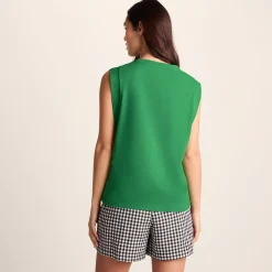 April Womens 100% Cotton Supersoft Boxy Fit Vest - Sage