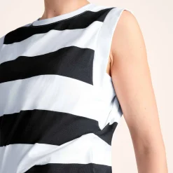 Aurelia Womens 100% Cotton Supersoft Boxy Fit Vest - Washed Black Stripe