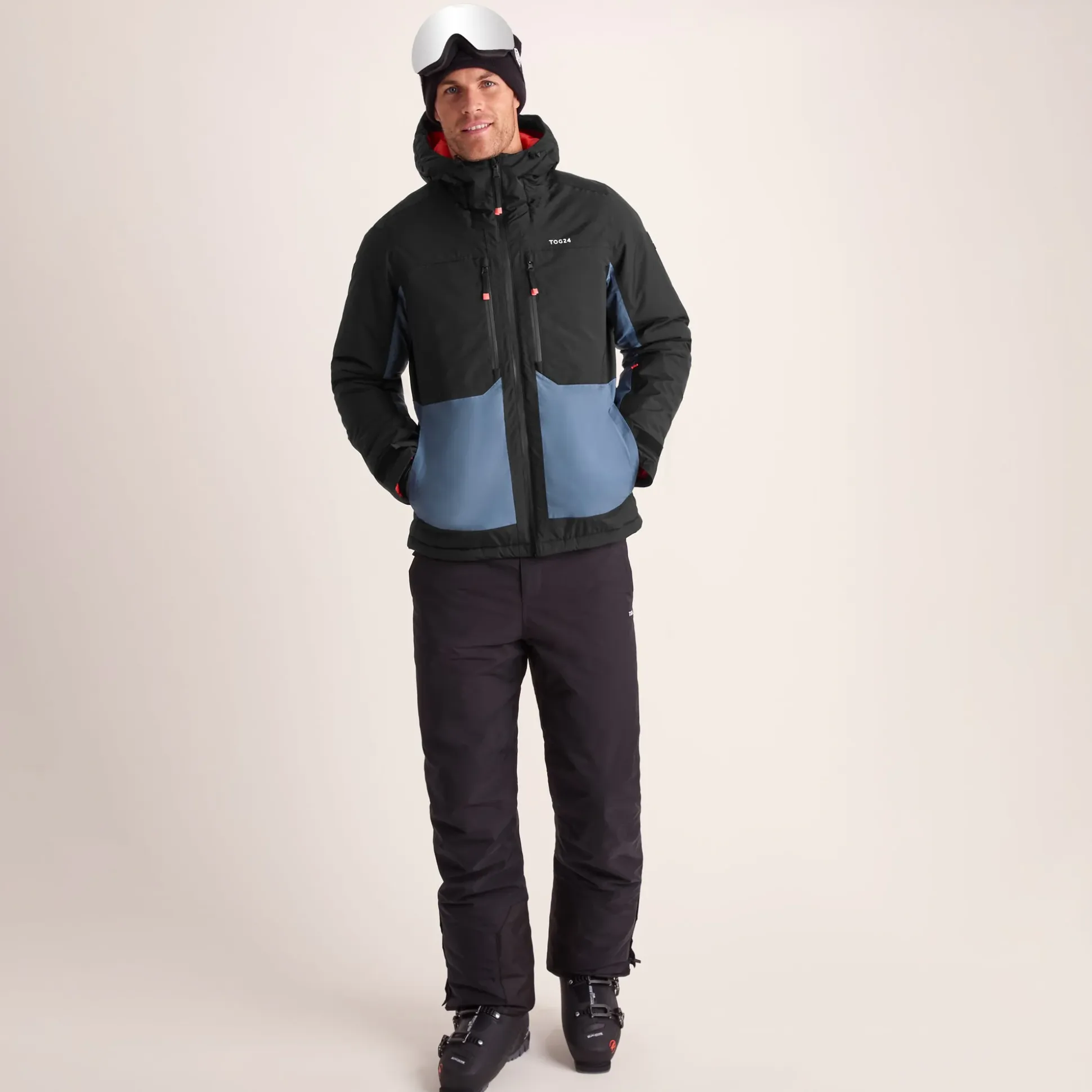 Avoriaz Mens Performance Waterproof Insulated Ski Jacket - Black/Fjord Blue