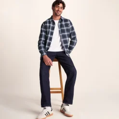 Bertram Mens Long Sleeve Cotton Flannel Shirt - Arctic Blue Check