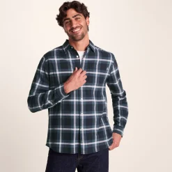 Bertram Mens Long Sleeve Cotton Flannel Shirt - Arctic Blue Check