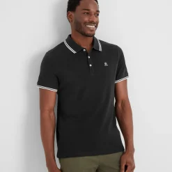 Biston Mens 100% Cotton Pique Polo Shirt - Black