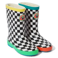 Border Kids Shaun the Sheep Wellies - Black White Checkerboard