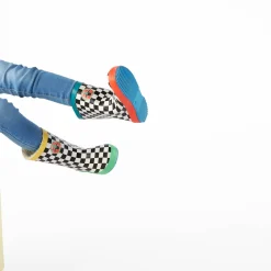 Border Kids Shaun the Sheep Wellies - Black White Checkerboard