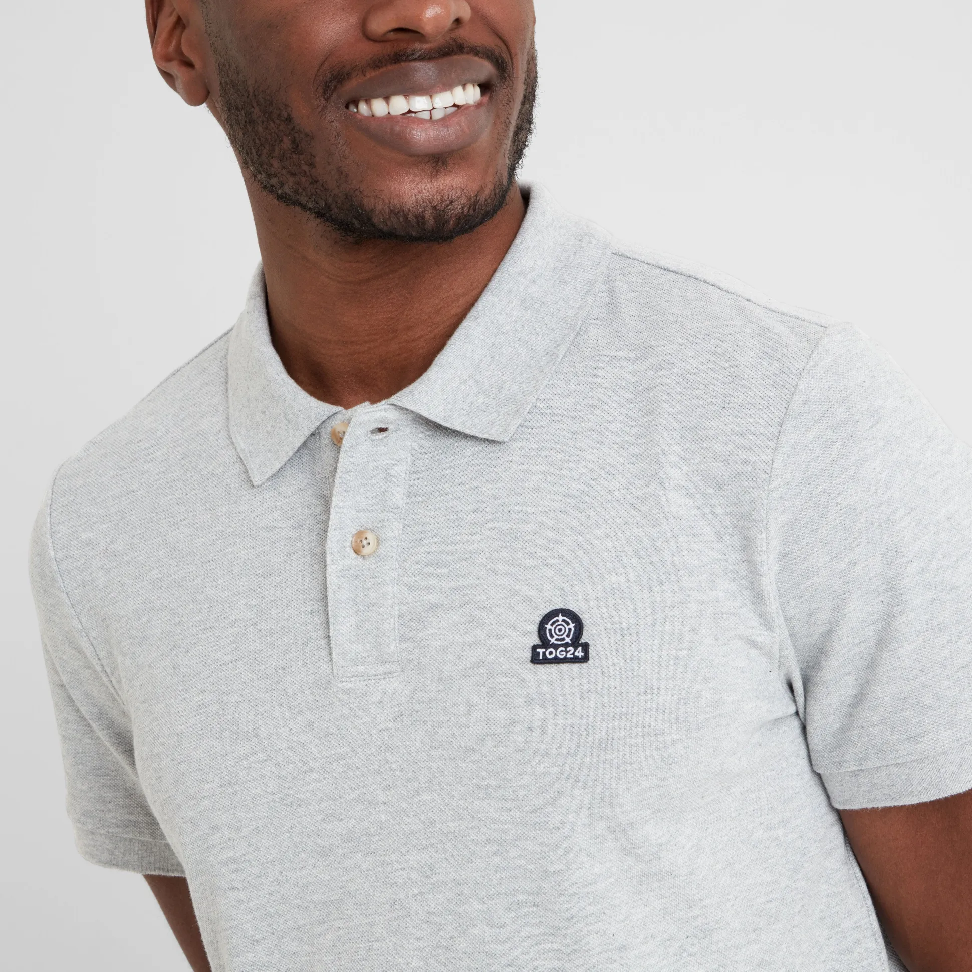 Braunton Mens 100% Cotton Pique Polo Shirt - Light Grey Marl