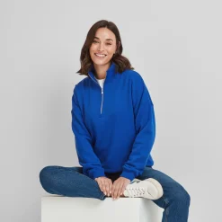 Caldene Womens Supersoft Quarter Zip Sweat - Ultra Marine Blue