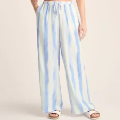 Christina Womens Wide Leg Lightweight Trousers - Blue Hues Print