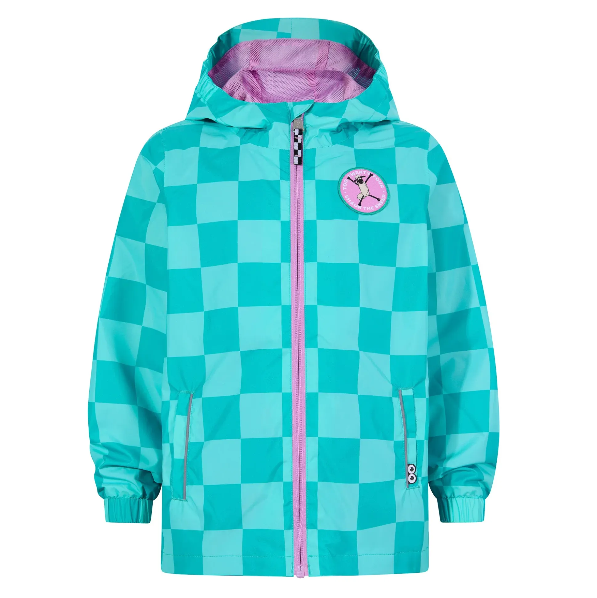Cohampshire Kids Shaun the Sheep Waterproof Jacket - Spearmint/Bubblegum Checkerboard