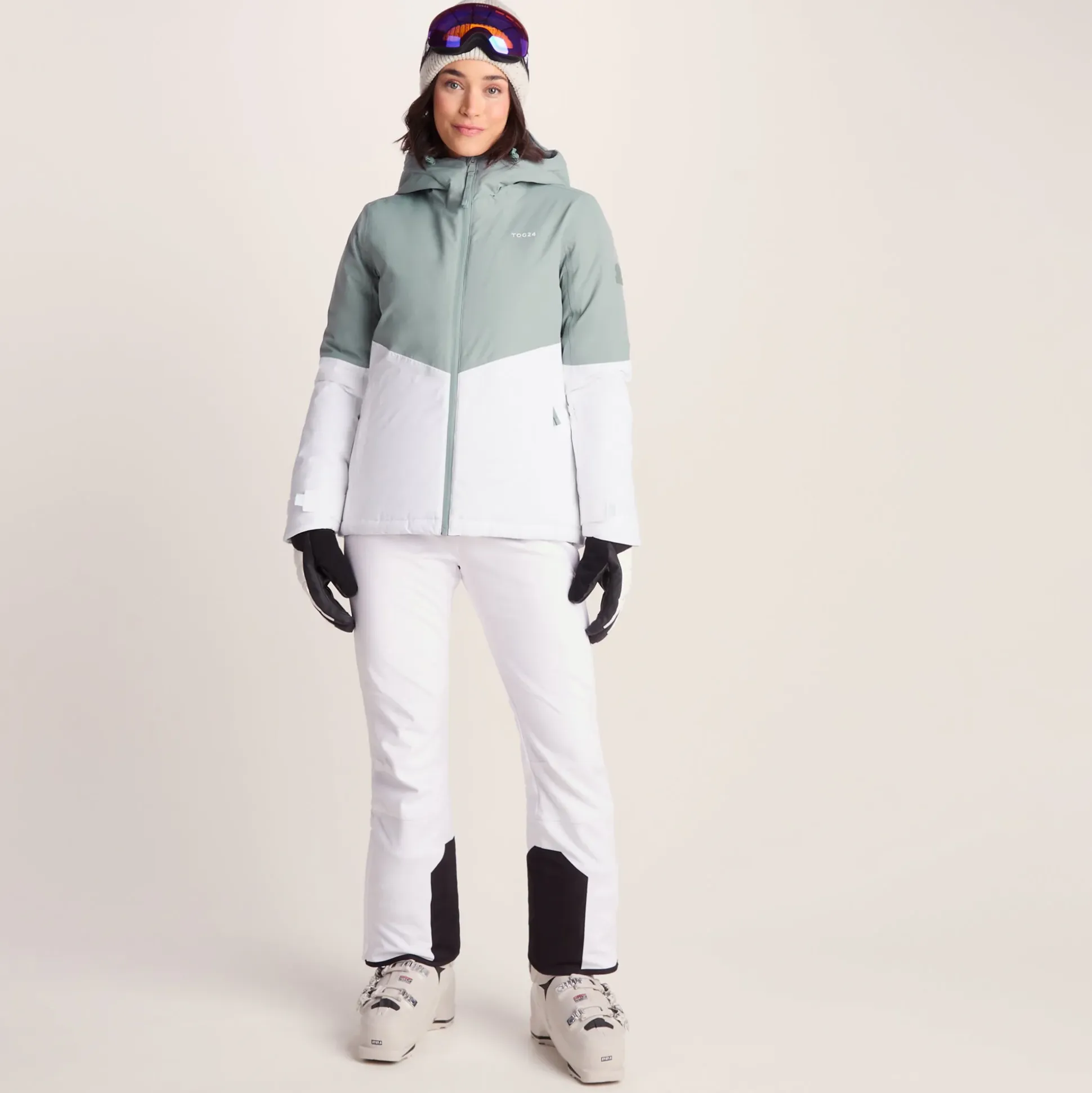 Corvara Womens Waterproof Insulated Ski Jacket - Mist Grey/Optic White