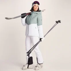 Corvara Womens Waterproof Insulated Ski Jacket - Mist Grey/Optic White