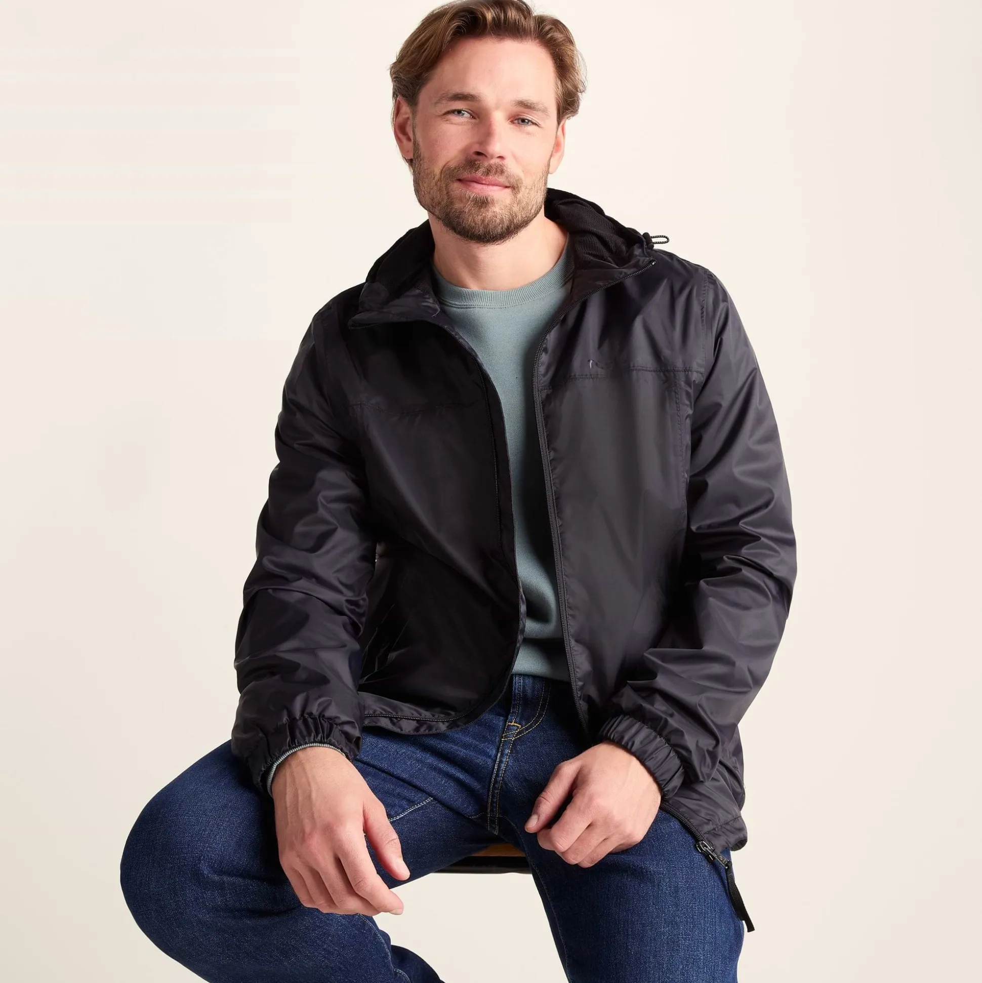Craven Mens Waterproof Packaway Jacket - Black