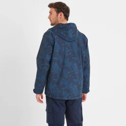 Craven Mens Waterproof Packaway Jacket - Dk Indigo Brushstroke Print