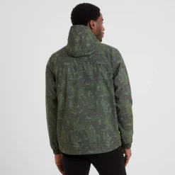 Craven Mens Waterproof Packaway Jacket - Forage Green Brushstroke Print