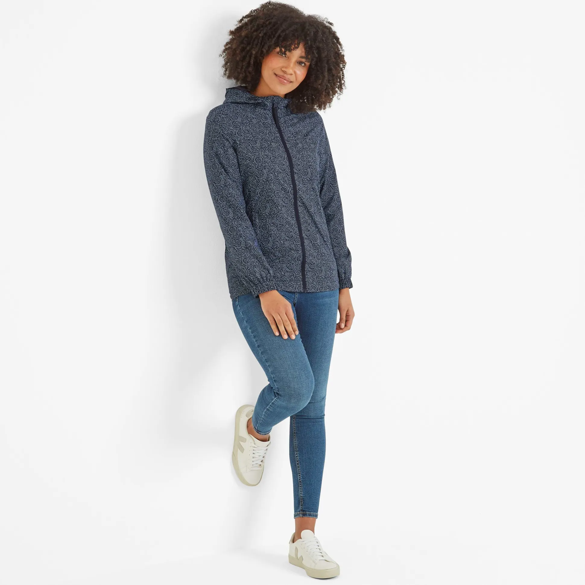 Craven Womens Waterproof Packaway Jacket - Dk Indigo Abstract Print