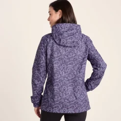 Craven Womens Waterproof Packaway Jacket - Dk Indigo/Lilac Blossom Wave Print