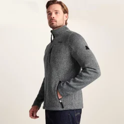 Cresswell Mens Knitlook Fleece Jacket - Dark Grey Marl