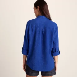 Cruise Womens Long Sleeve 100% Cotton Shirt - Ultramarine Blue