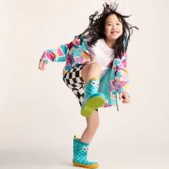 Dorper Kids Shaun the Sheep Wellies - Spearmint/Bubblegum Checkerboard