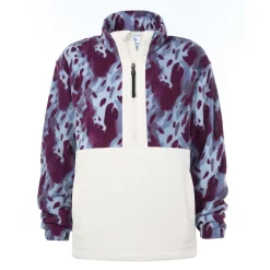 Eden Womens Relaxed Fit Microfleece Zip Neck - Smokey Blue Print