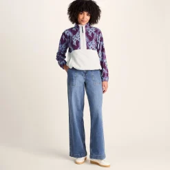 Eden Womens Relaxed Fit Microfleece Zip Neck - Smokey Blue Print