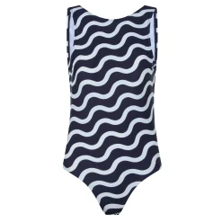 Elaini Womens One Piece Swimsuit - Oxford Blue Wave Print