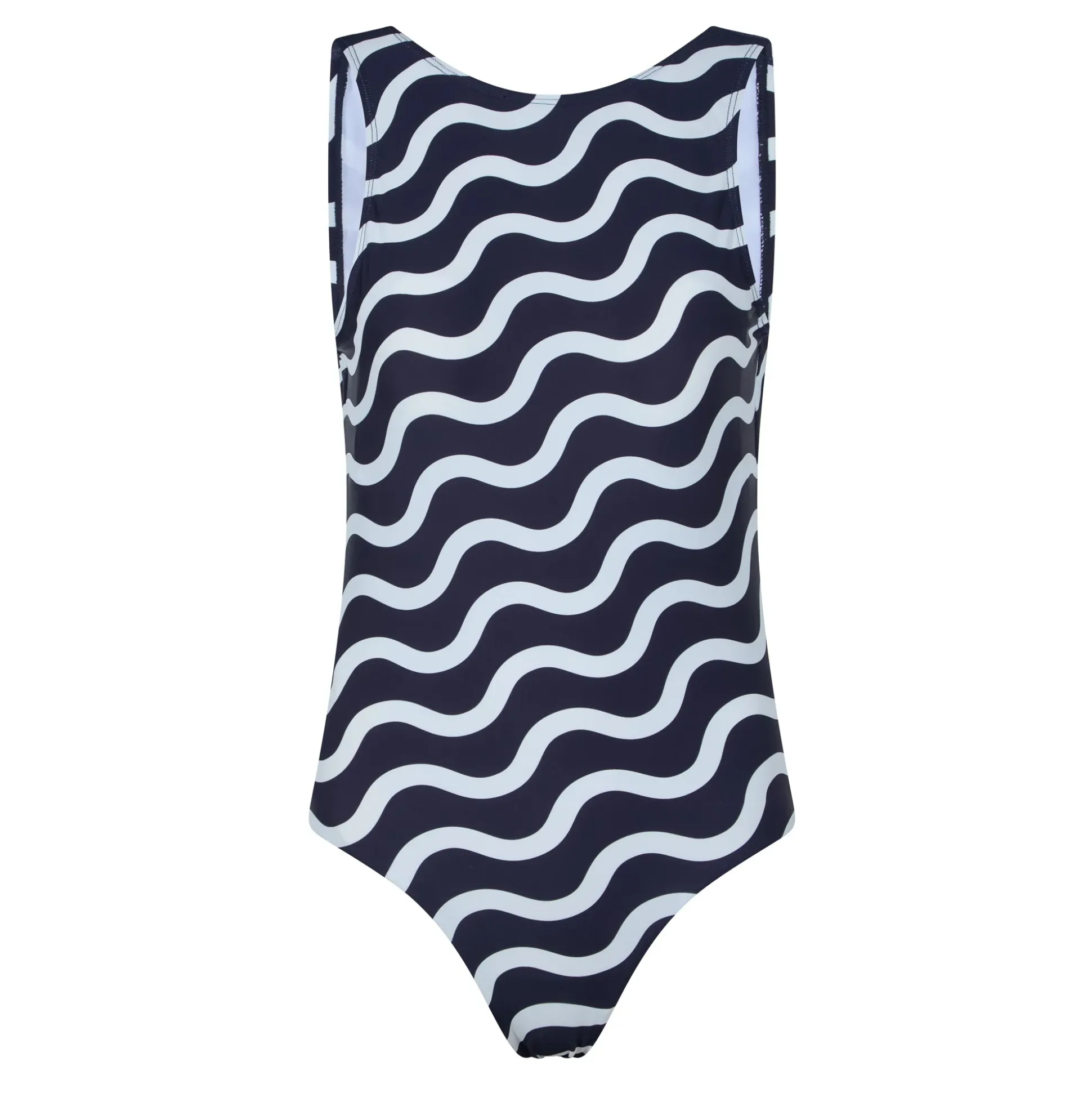 Elaini Womens One Piece Swimsuit - Oxford Blue Wave Print