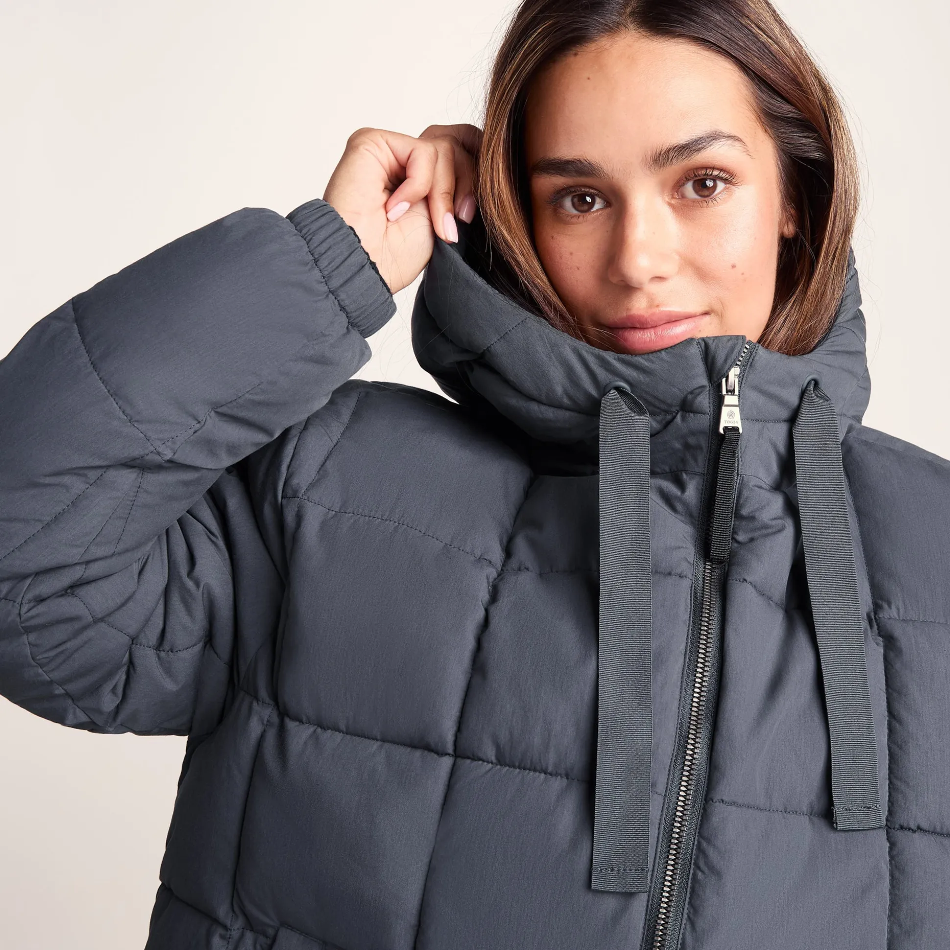 Else Womens Oversized Shower Resistant Heavy Padded Jacket - Washed Blue