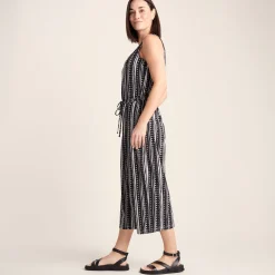 Emmie Womens Supersoft Jumpsuit - Black Doodle Stripe Print