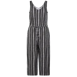 Emmie Womens Supersoft Jumpsuit - Black Doodle Stripe Print