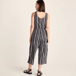 Emmie Womens Supersoft Jumpsuit - Black Doodle Stripe Print