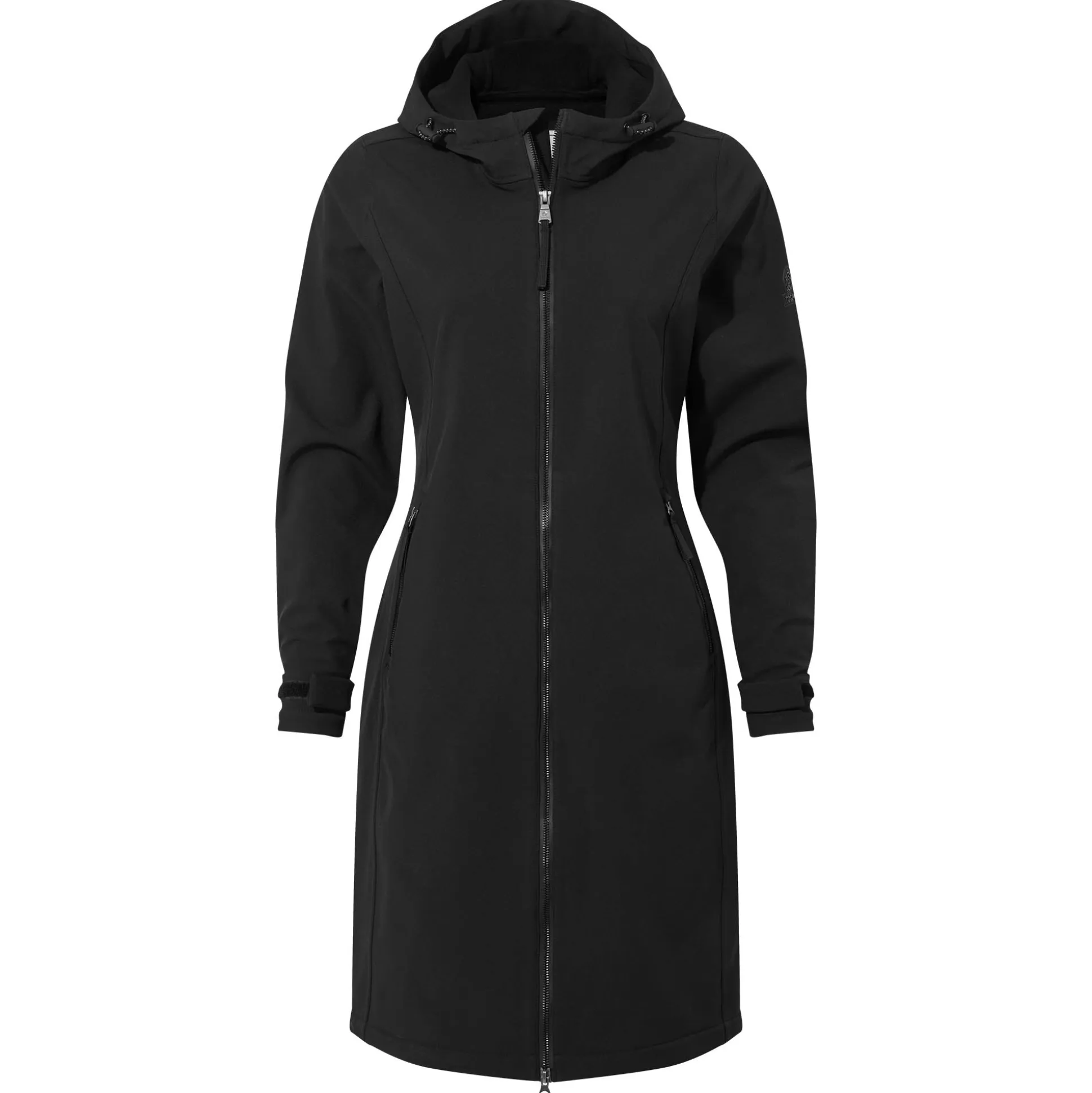 Enya Womens Longline Shower Resistant Softshell Jacket - Black