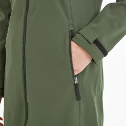 Enya Womens Longline Shower Resistant Softshell Jacket - Dark Green