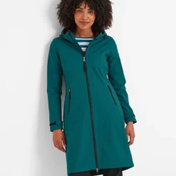 Enya Womens Longline Shower Resistant Softshell Jacket - Deep Teal