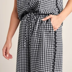 Fearne Womens Gingham Trousers - Black Check