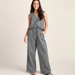 Fearne Womens Gingham Trousers - Black Check