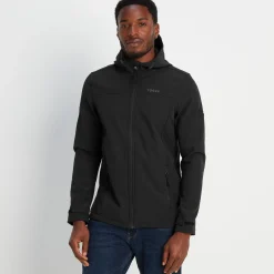 Feizor Mens Shower Resistant Softshell Hooded Jacket - Black
