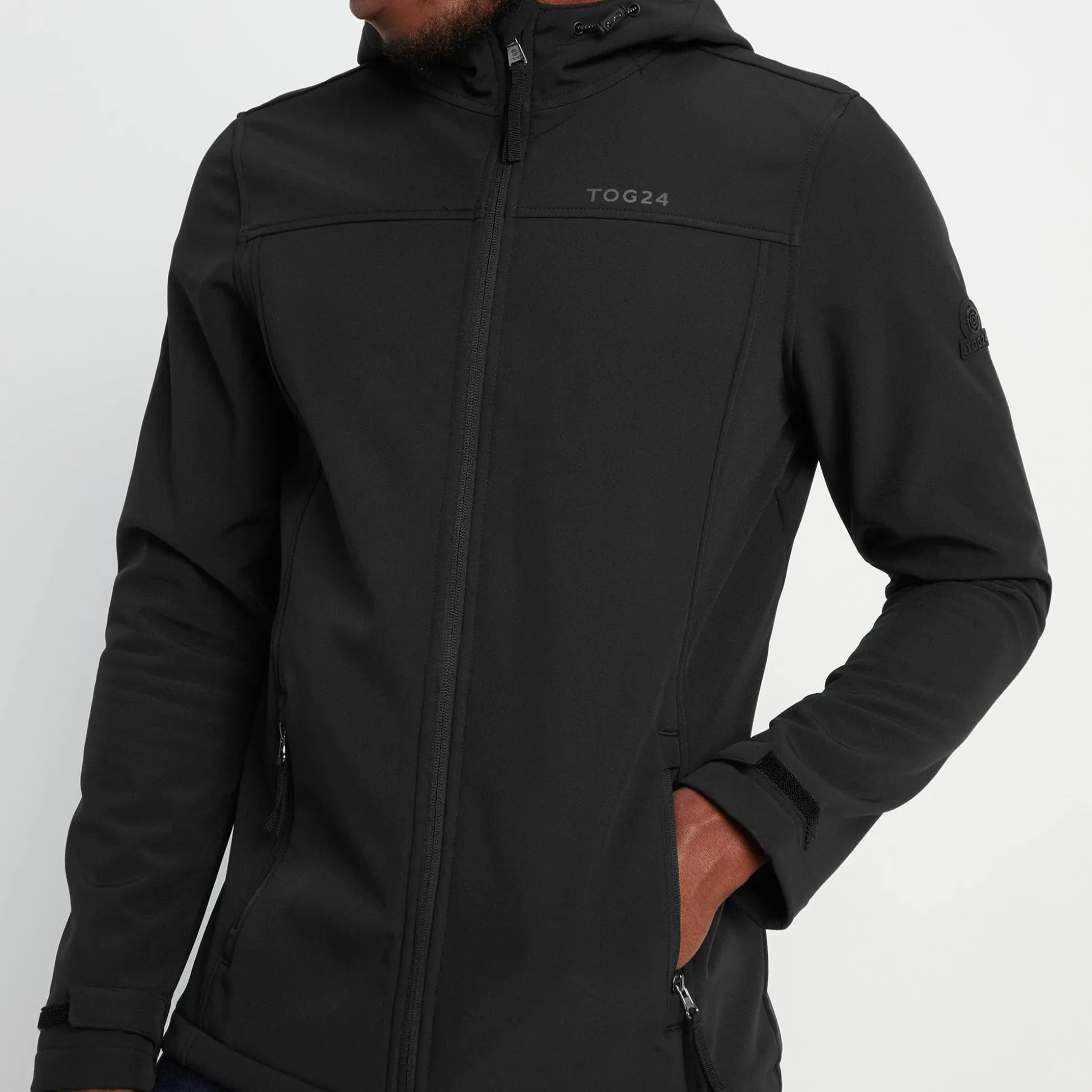 Feizor Mens Shower Resistant Softshell Hooded Jacket - Black