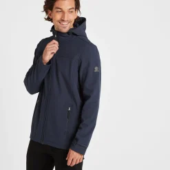 Feizor Mens Shower Resistant Softshell Hooded Jacket - Navy