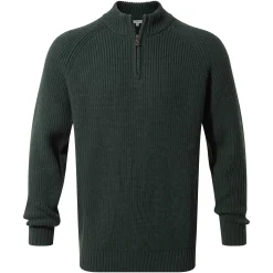 Glen Mens Chunky Knitted Zip Neck Jumper - Racing Green