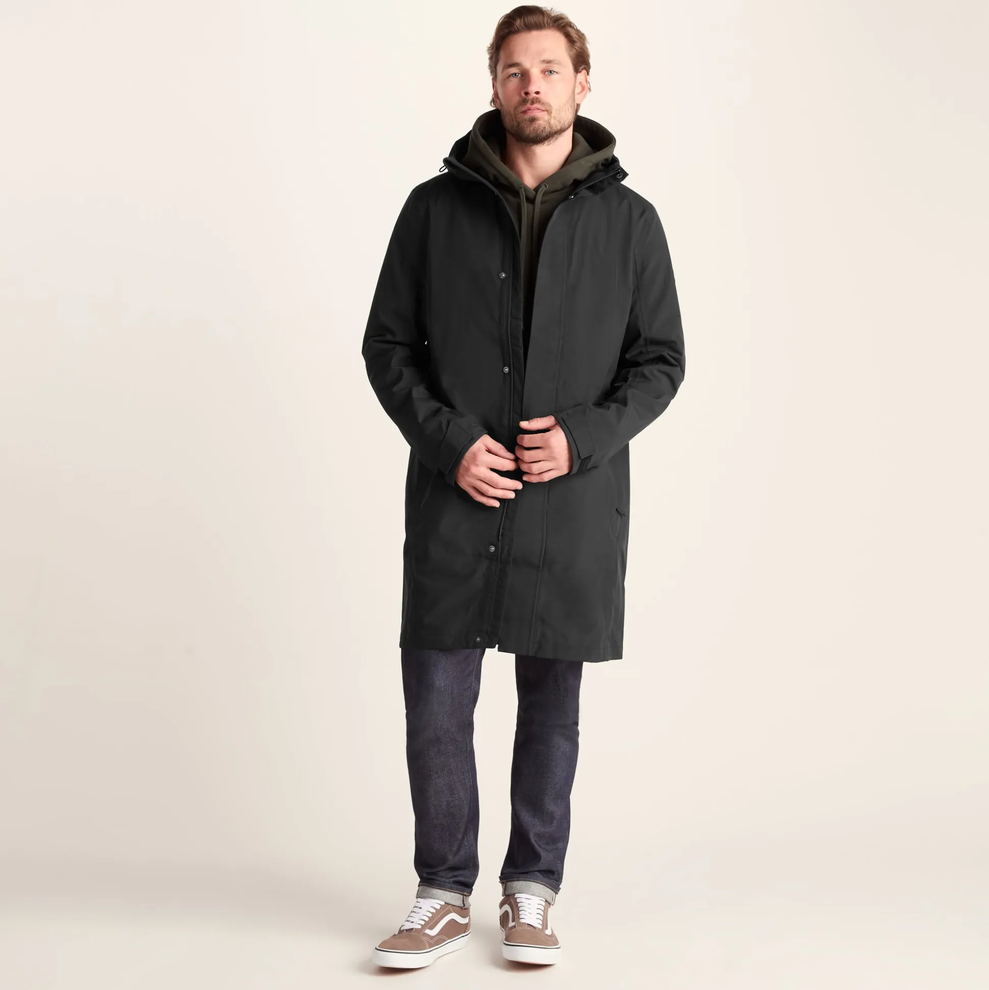 Glenton Mens Long Waterproof Jacket - Black